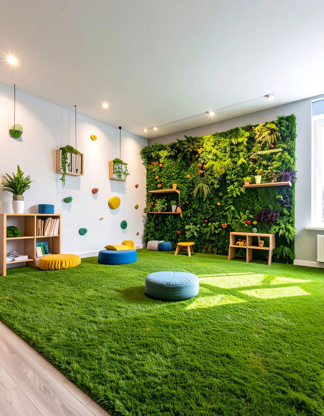 Childrens Playroom Grass Adventure Wall - 25 Artificial Grass Wall Design Ideas