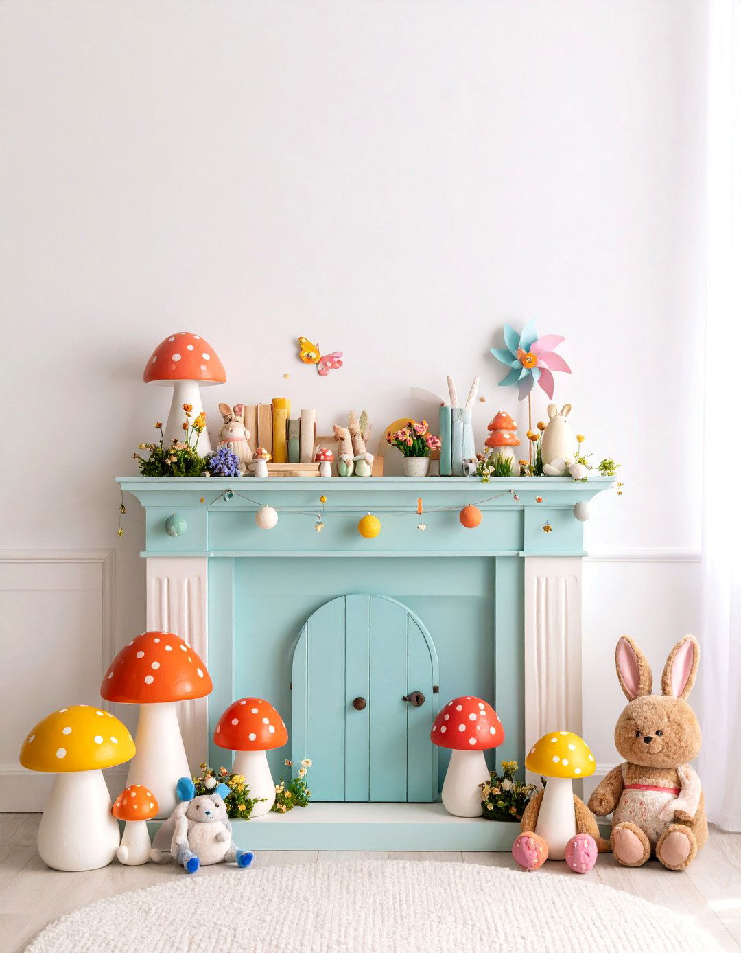 Childrens Storybook Spring Wonderland - 25 Spring Mantel Decor Ideas