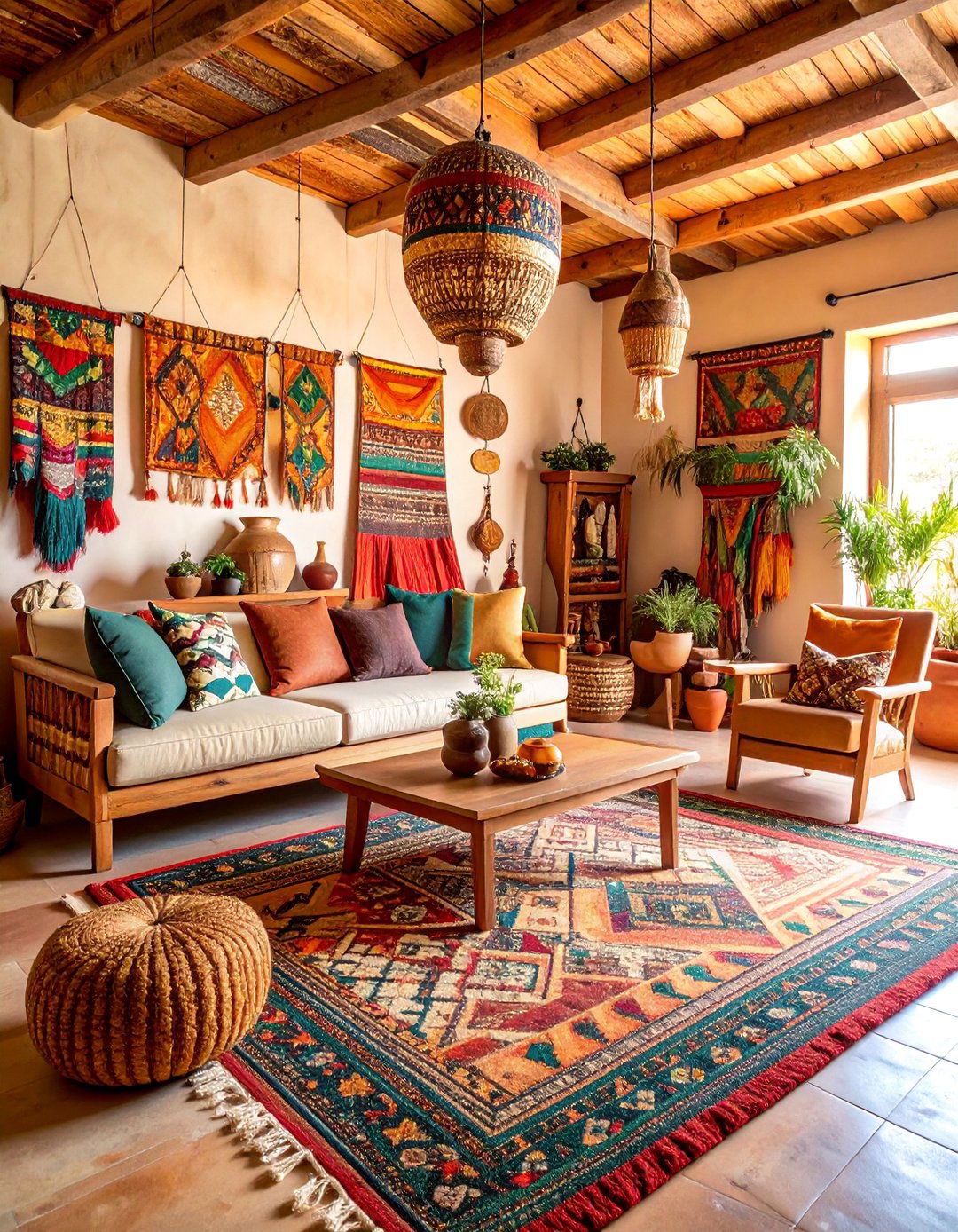 Chimayo Weaving Living Room with Traditional New Mexican Textiles - 25 Southwestern Living Room Ideas