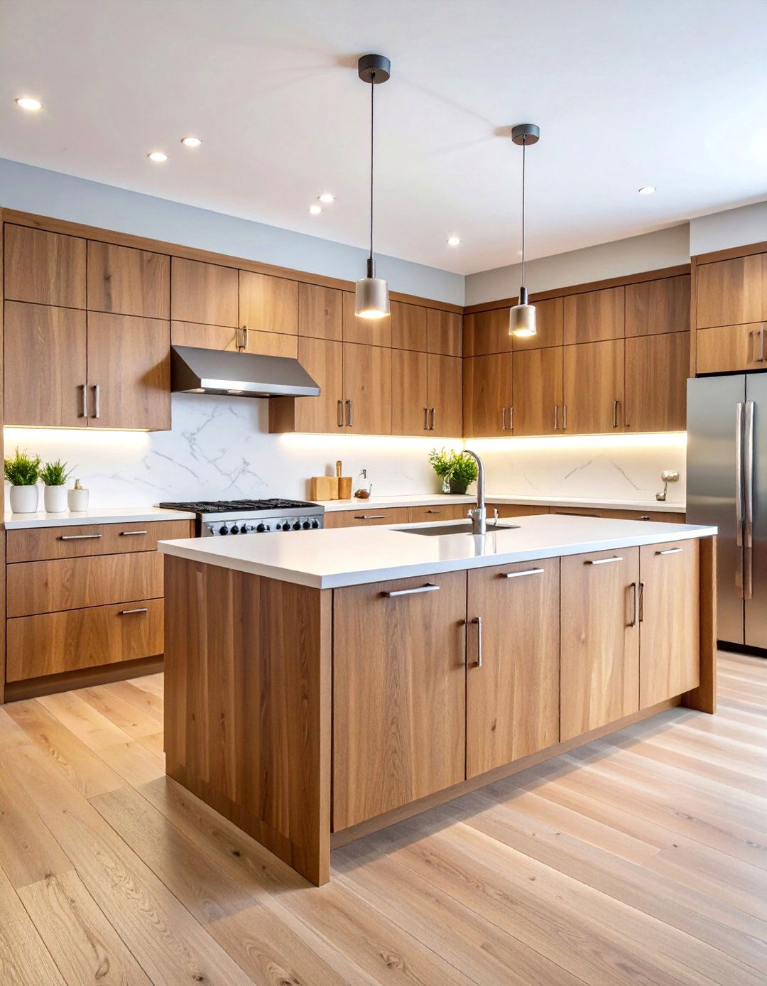 Chocolate Brown Beech Wood Flat Panel Cabinets - 25 Dark Wood Kitchen Cabinets