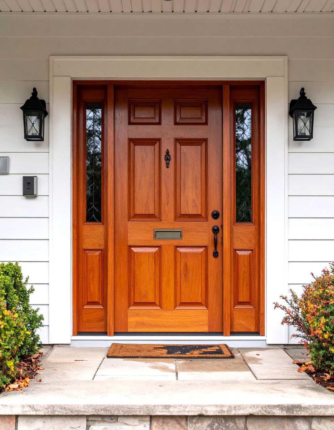 Chocolate Brown Door with Decorative Panel Molding - 25 Brown Front Door Ideas