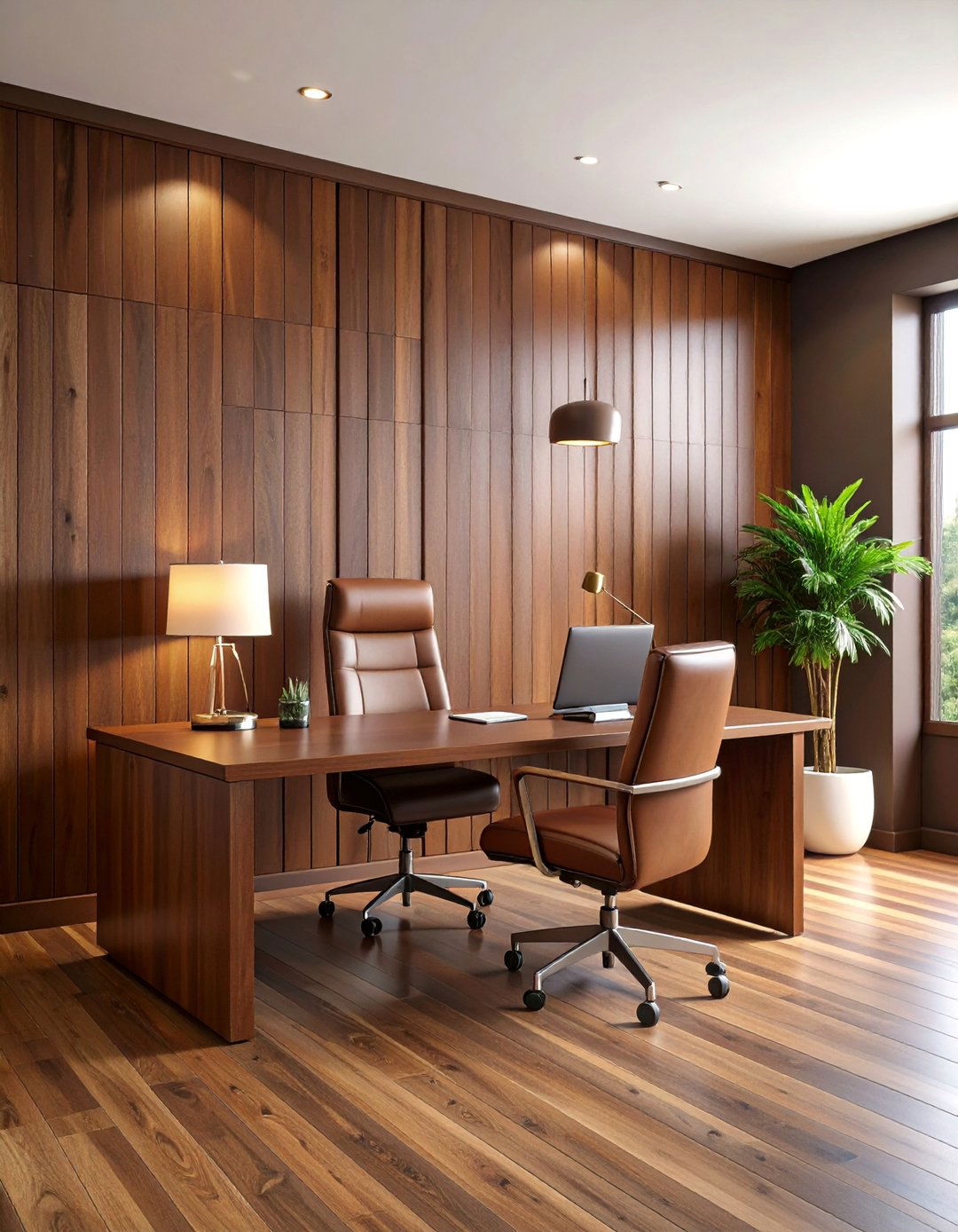 Chocolate Brown Home Office Focus - 25 shiplap accent wall ideas