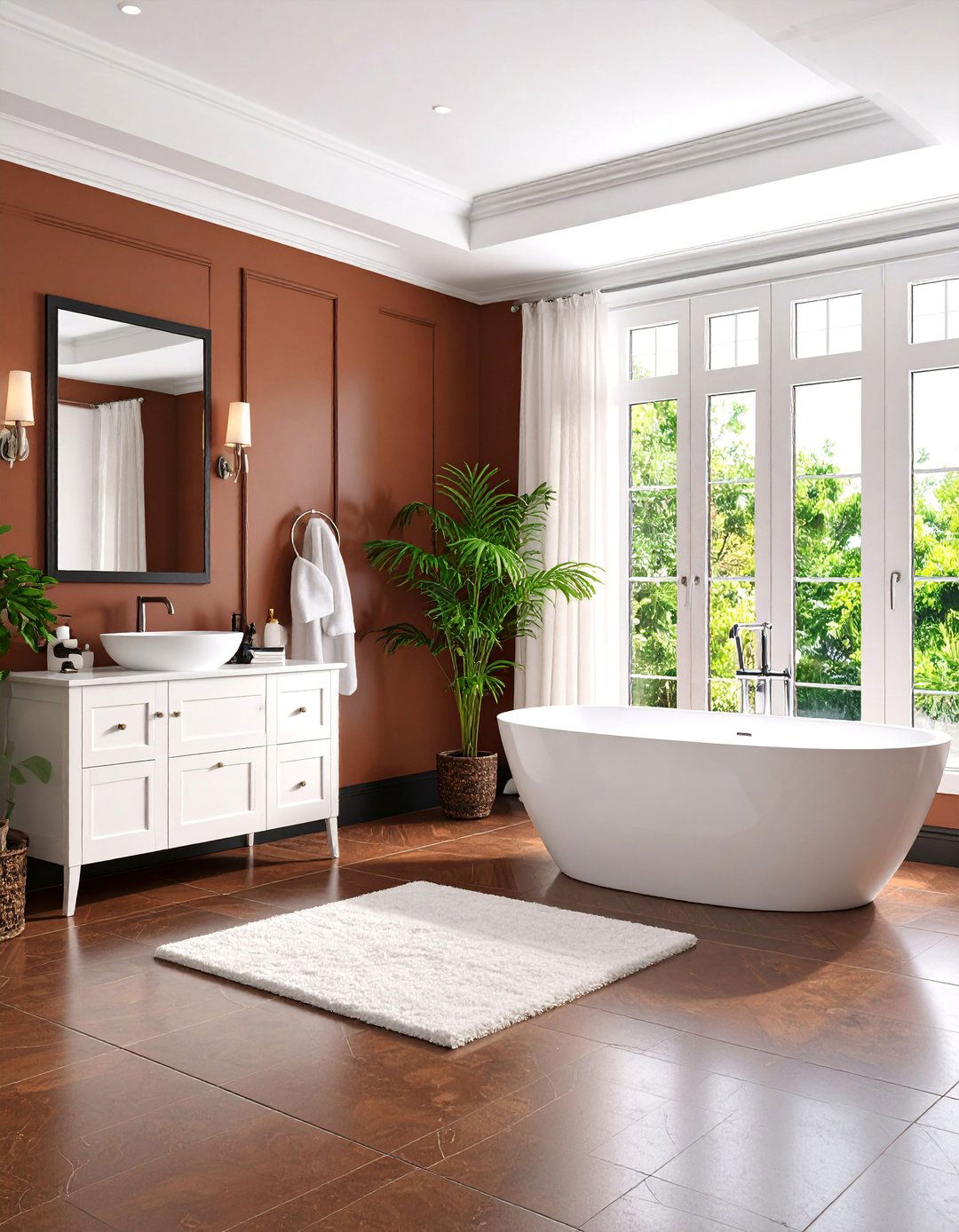 Chocolate Brown Tiles with Black Border Details - 25 brown and black bathroom ideas