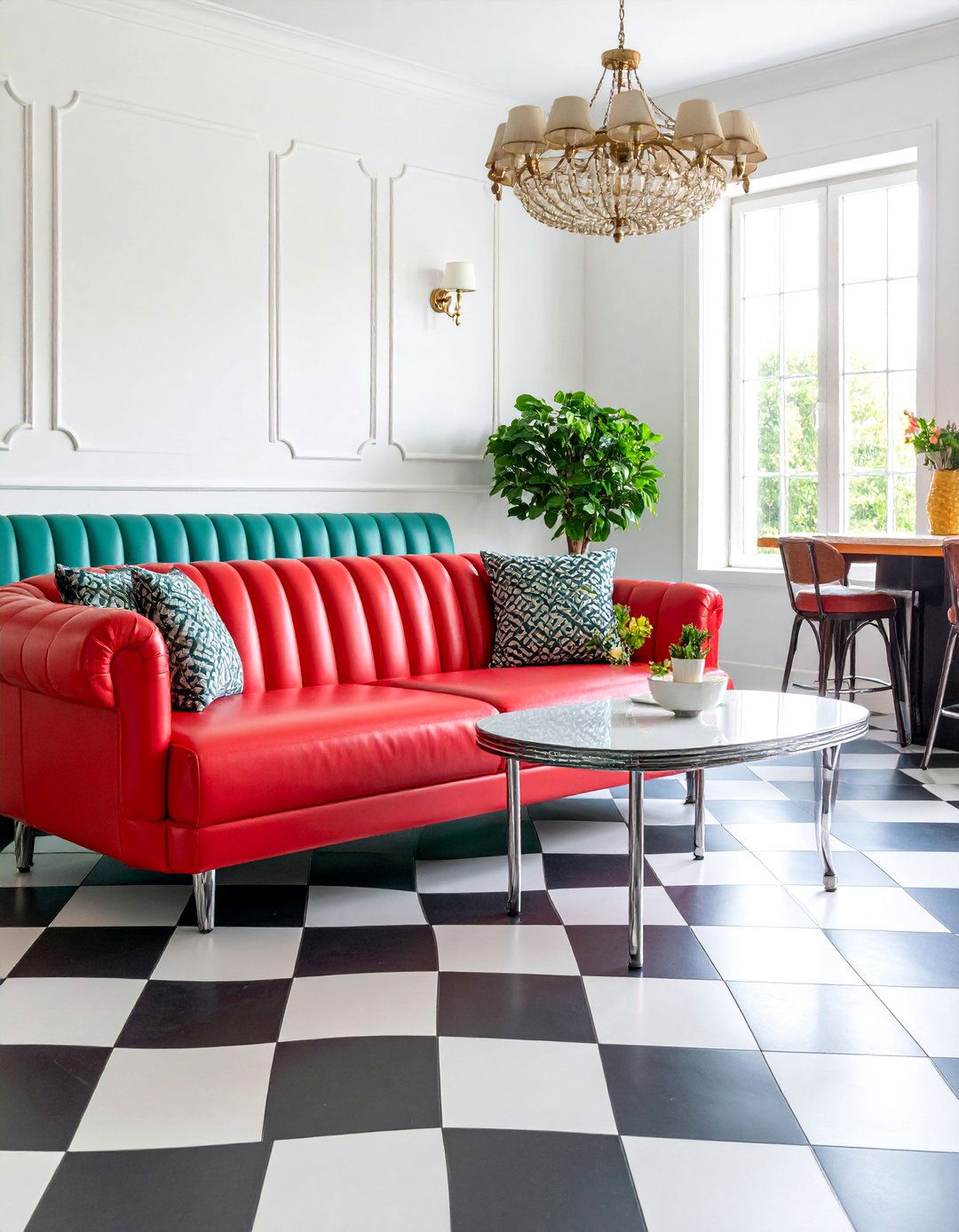 Chrome and Vinyl Diner Inspired Living Room - 25 1950s Living Room Ideas
