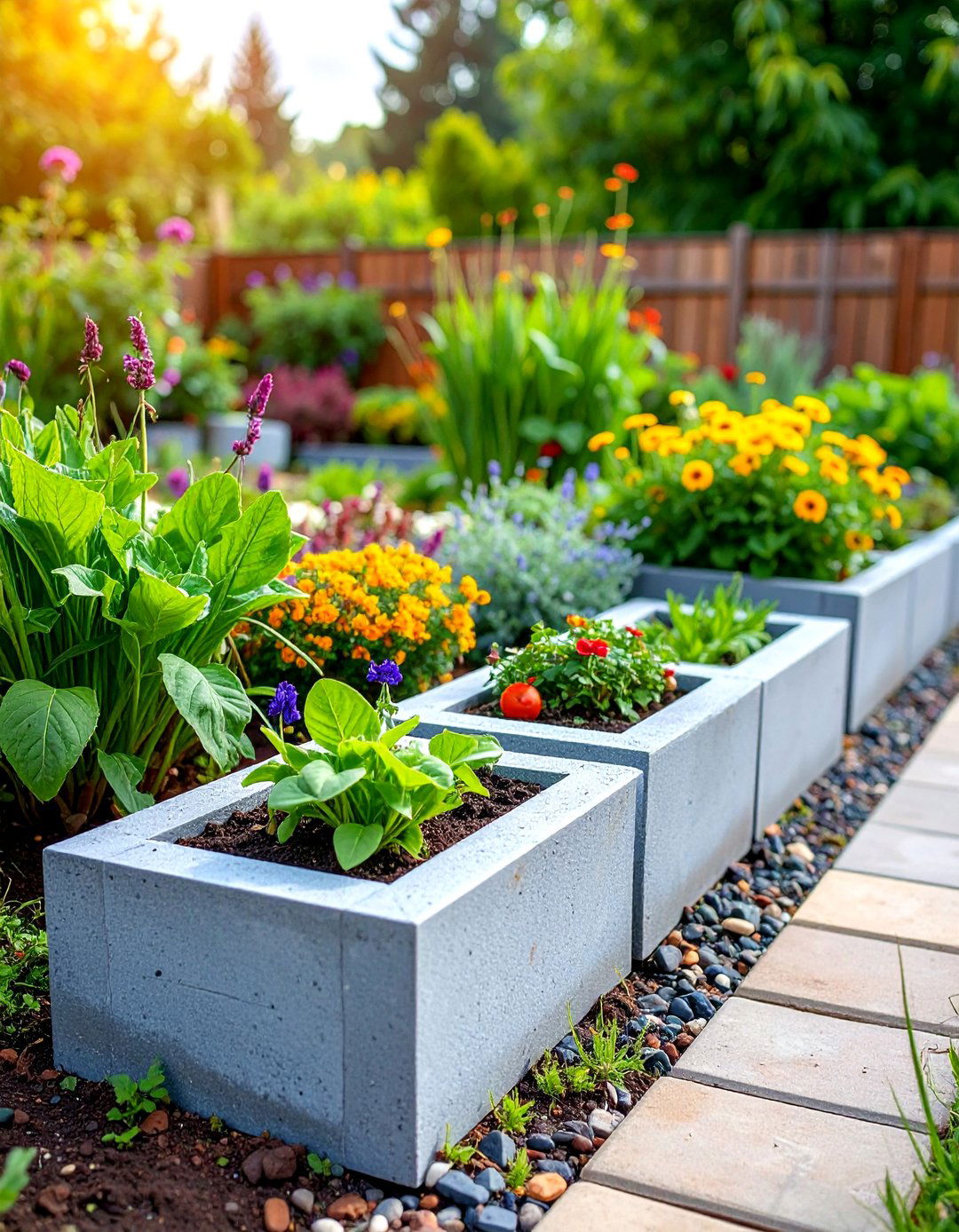 Cinder Block Functional Edging - 25 Garden Edging Ideas