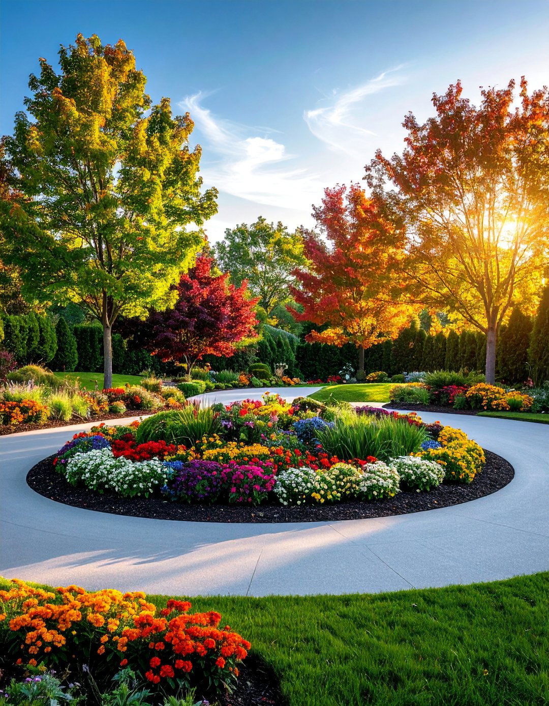 Circular Island Planting Feature - 25 driveway entrance ideas