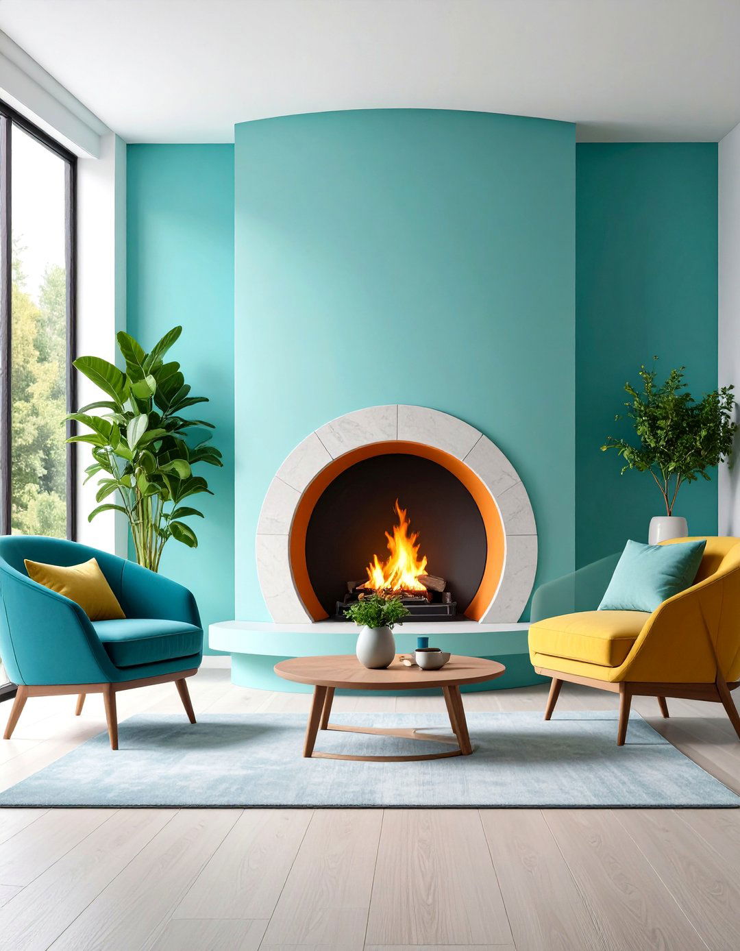 Circular Opening Modernist Fireplace - 25 Mid-century Modern Fireplace Ideas