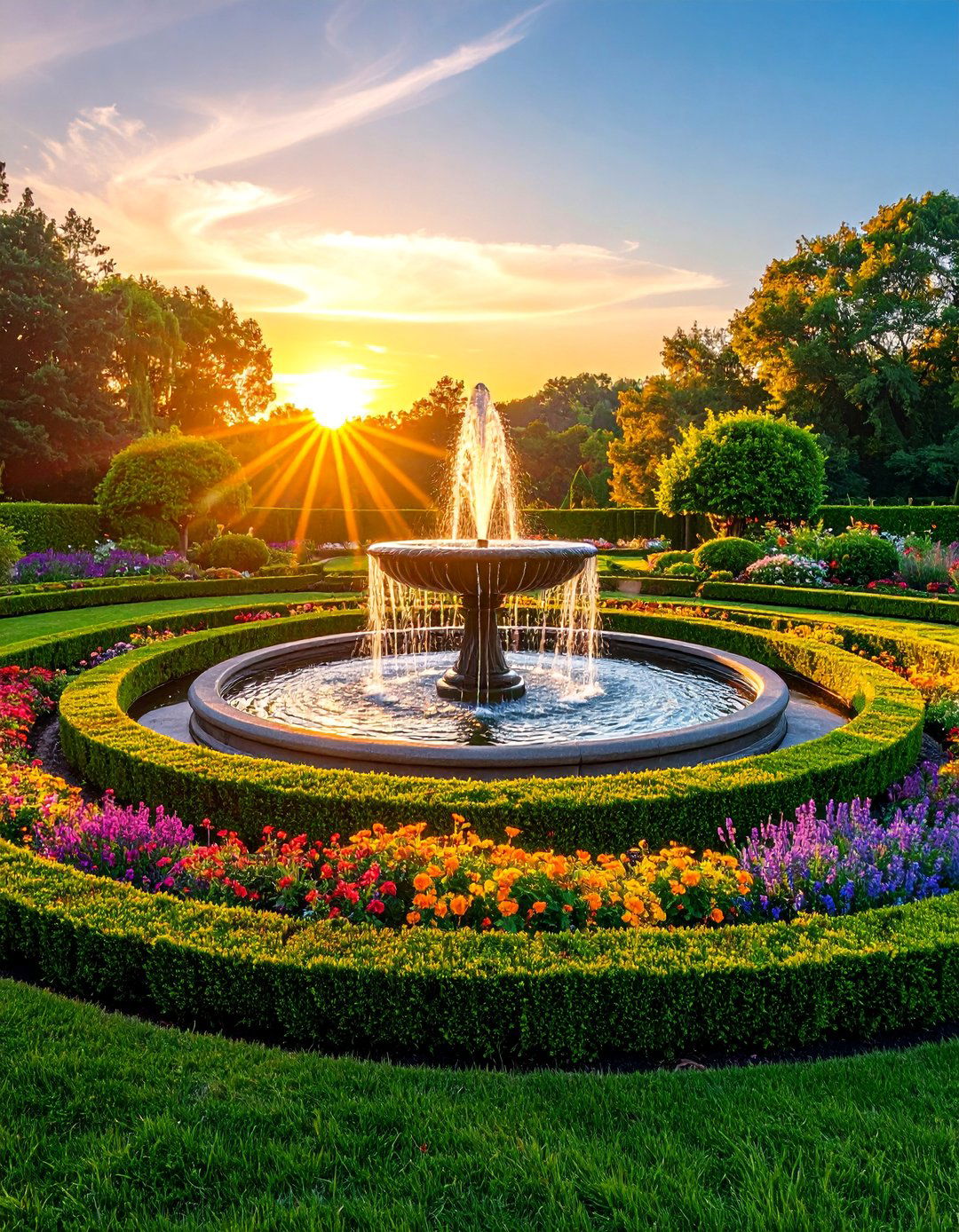 Circular Parterre with Radiating Bed Design - 25 Parterre Garden Ideas