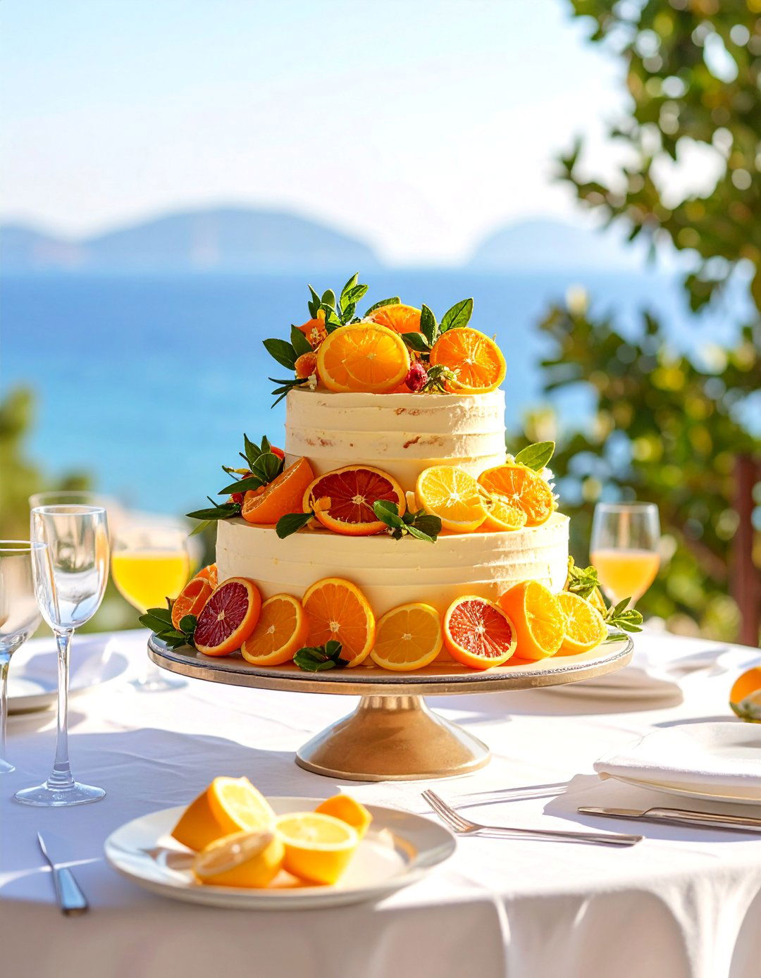 Citrus Slice Adorned Small Wedding Cake - 25 Small Wedding Cake Ideas