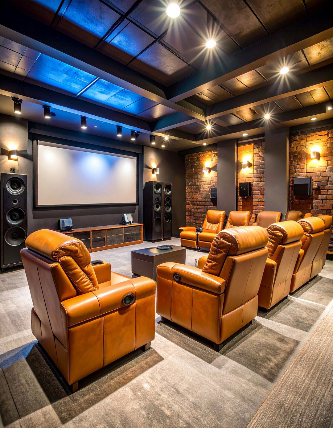 Classic Basement Home Theater with Stadium Seating - 25 Home Theater Ideas