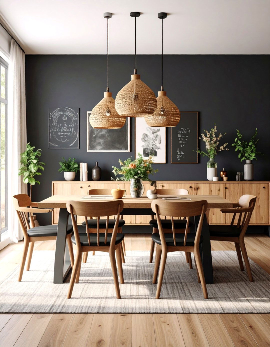 Classic Black Chalkboard Wall with Educational Charm - 25 Black Accent Wall Dining Room Ideas