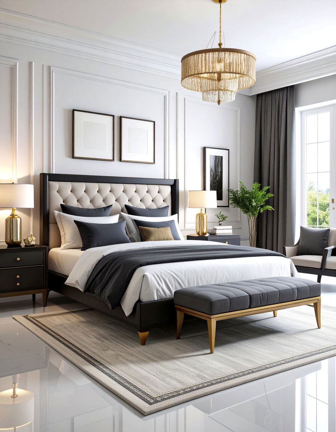 Classic Black and White Headboard Bedroom - 25 Black Headboard Bedroom Ideas