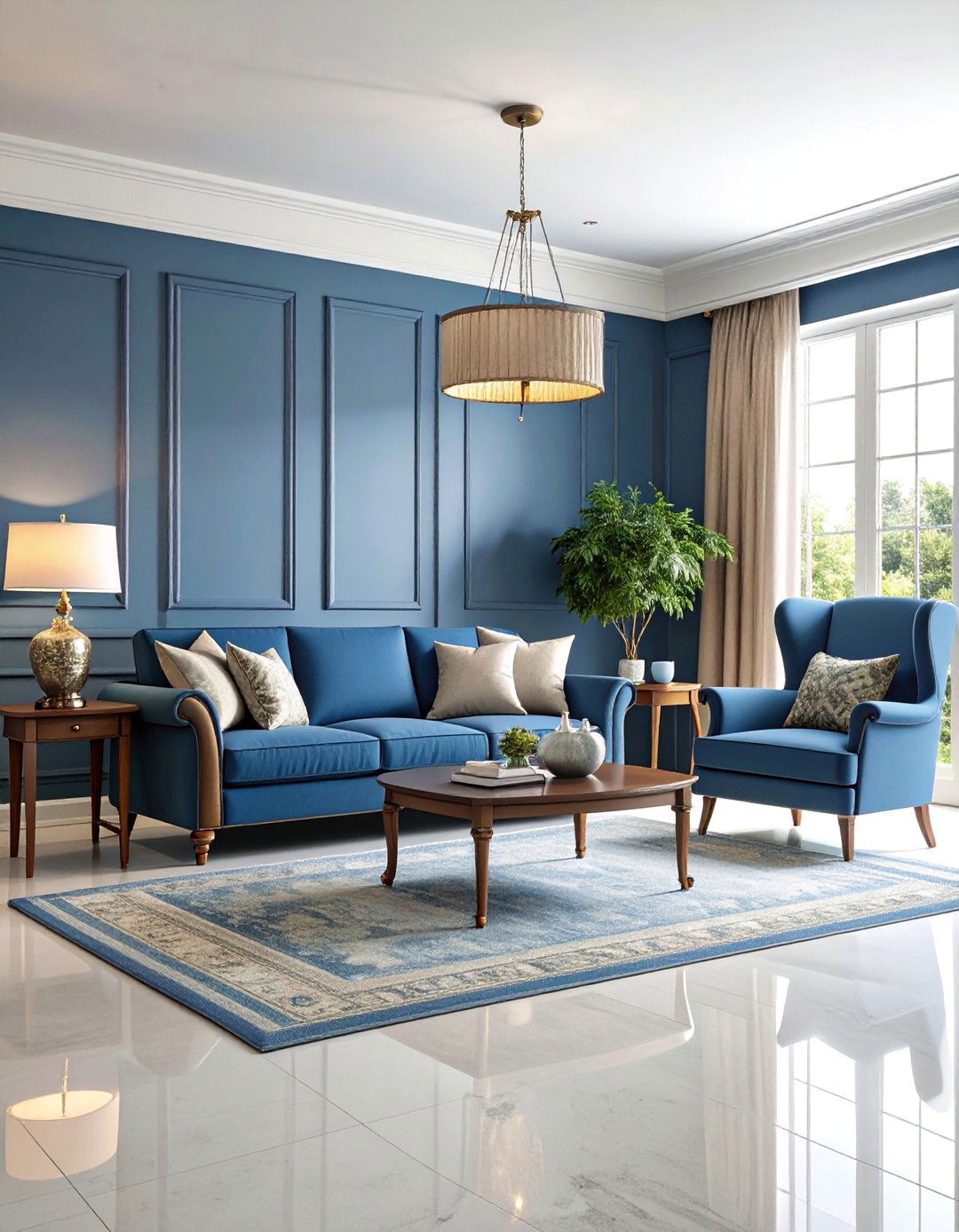 Classic Blue and Dove Grey Traditional Living Room - 25 Blue and Grey Living Room Ideas