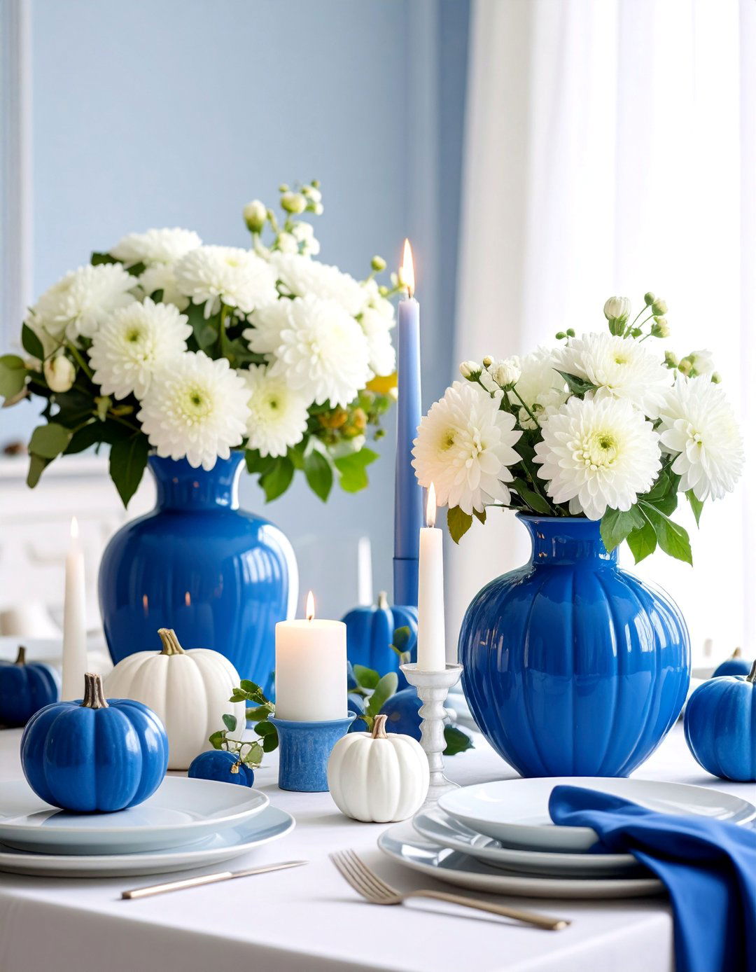 Classic Blue and White Elegance - 25 Thanksgiving Centerpiece Ideas