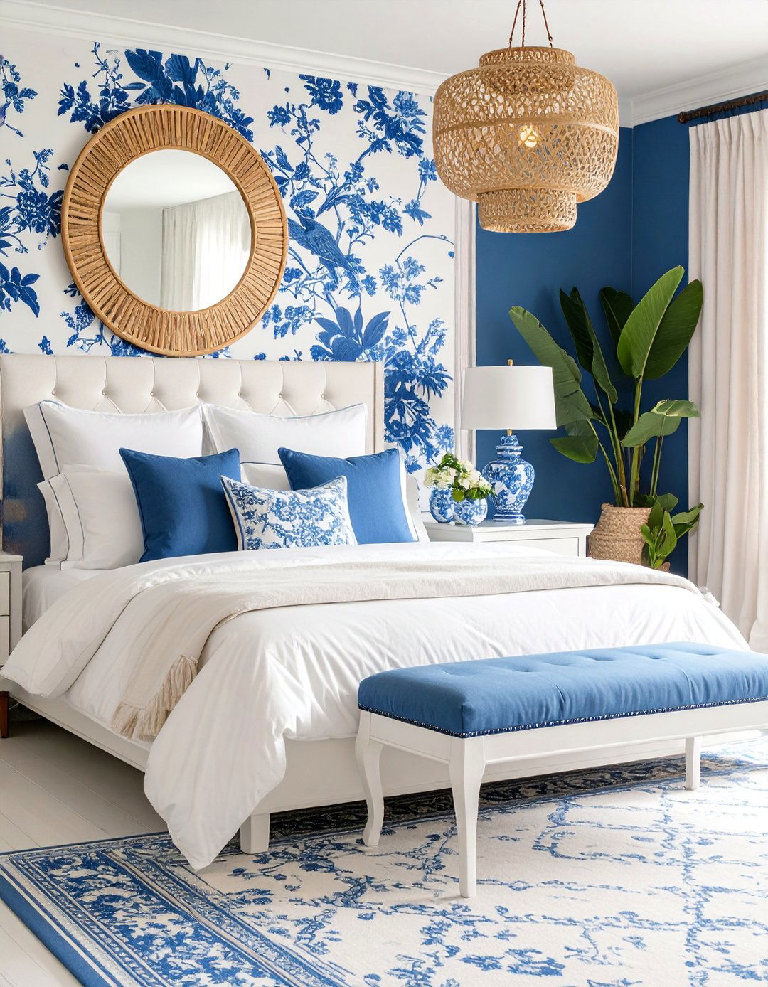 Classic Blue and White Porcelain Paradise - 25 Chinoiserie Bedroom Ideas