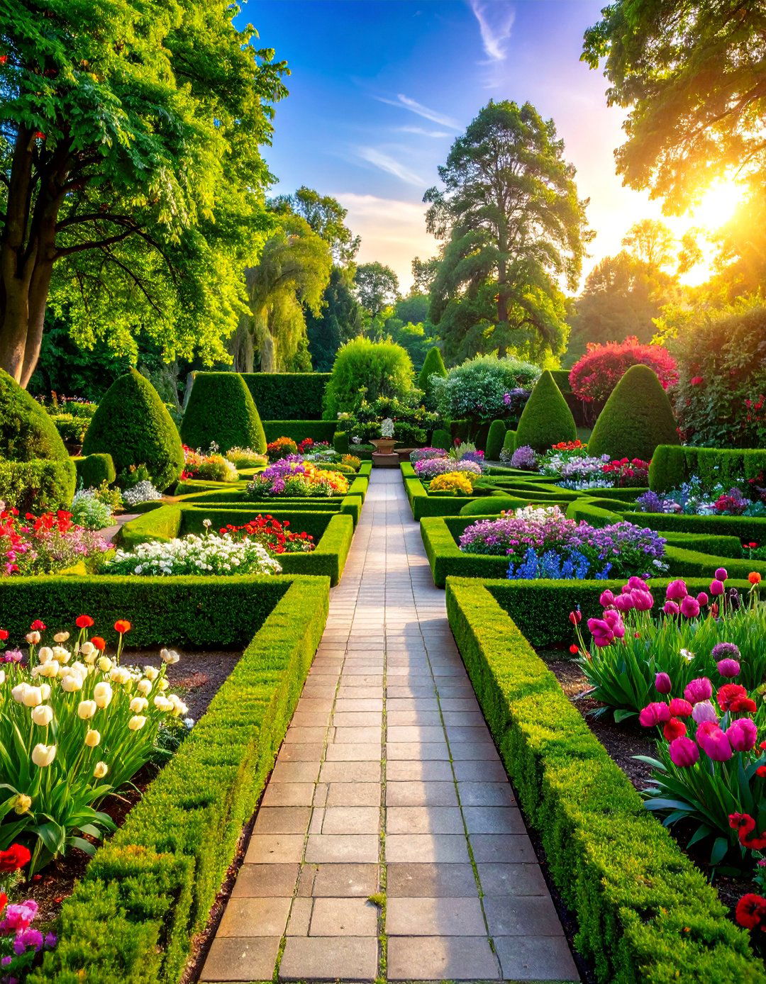 Classic Boxwood Parterre with Seasonal Annuals - 25 Parterre Garden Ideas
