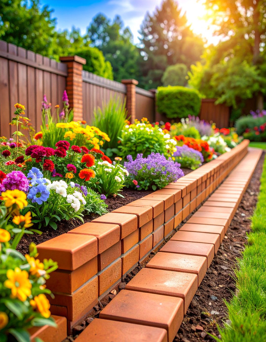 Classic Brick Mulch Edging - 25 Mulch Edging Ideas