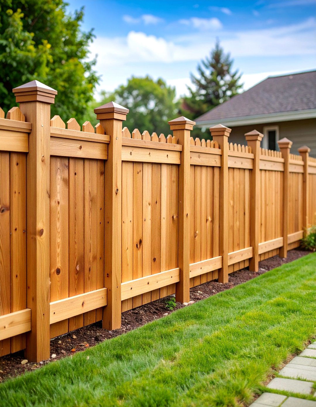 Classic Cedar Board on Board with Top Cap Rail - 25 Board on Board Fence Ideas