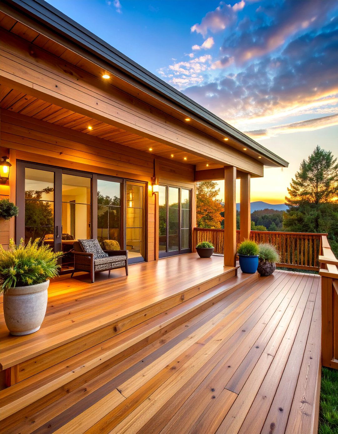Classic Cedar Fascia with Natural Finish - 25 Deck Fascia Ideas