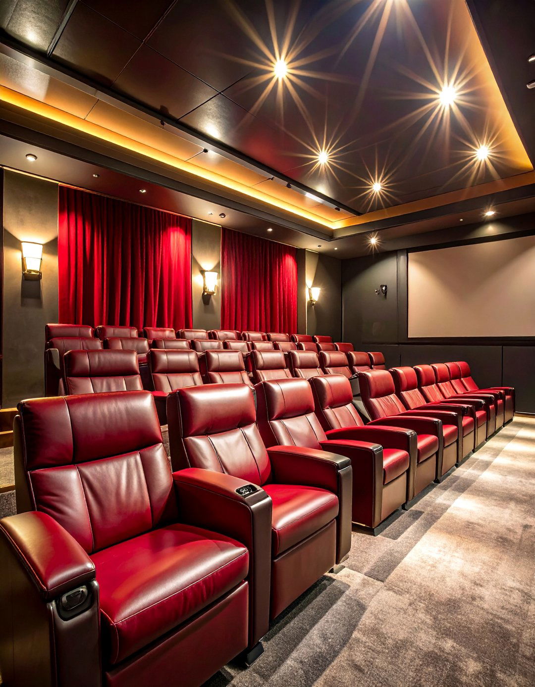 Classic Cinema Theater with Stadium Seating - 25 Basement Home Theater Ideas