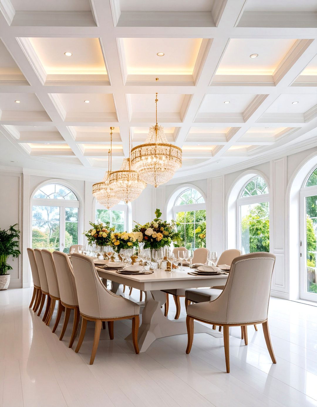 Classic Coffered Ceiling with Recessed Lighting - 25 Dining Room Ceiling Ideas