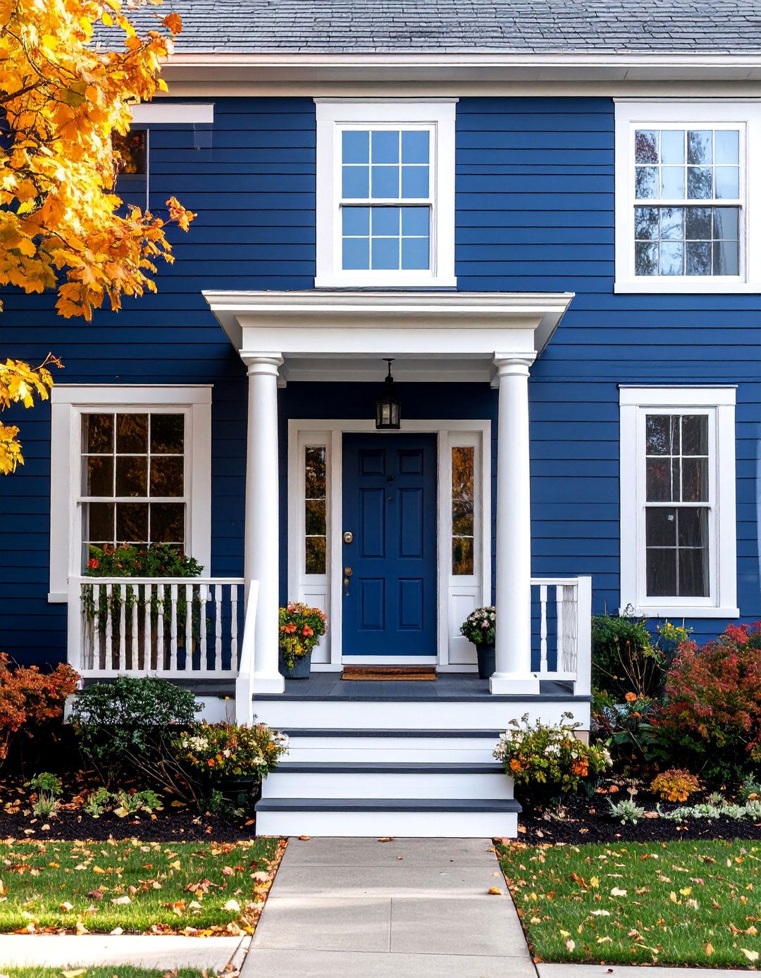 Classic Colonial Navy Blue Lap Siding - 25 Blue House Siding With White Trim