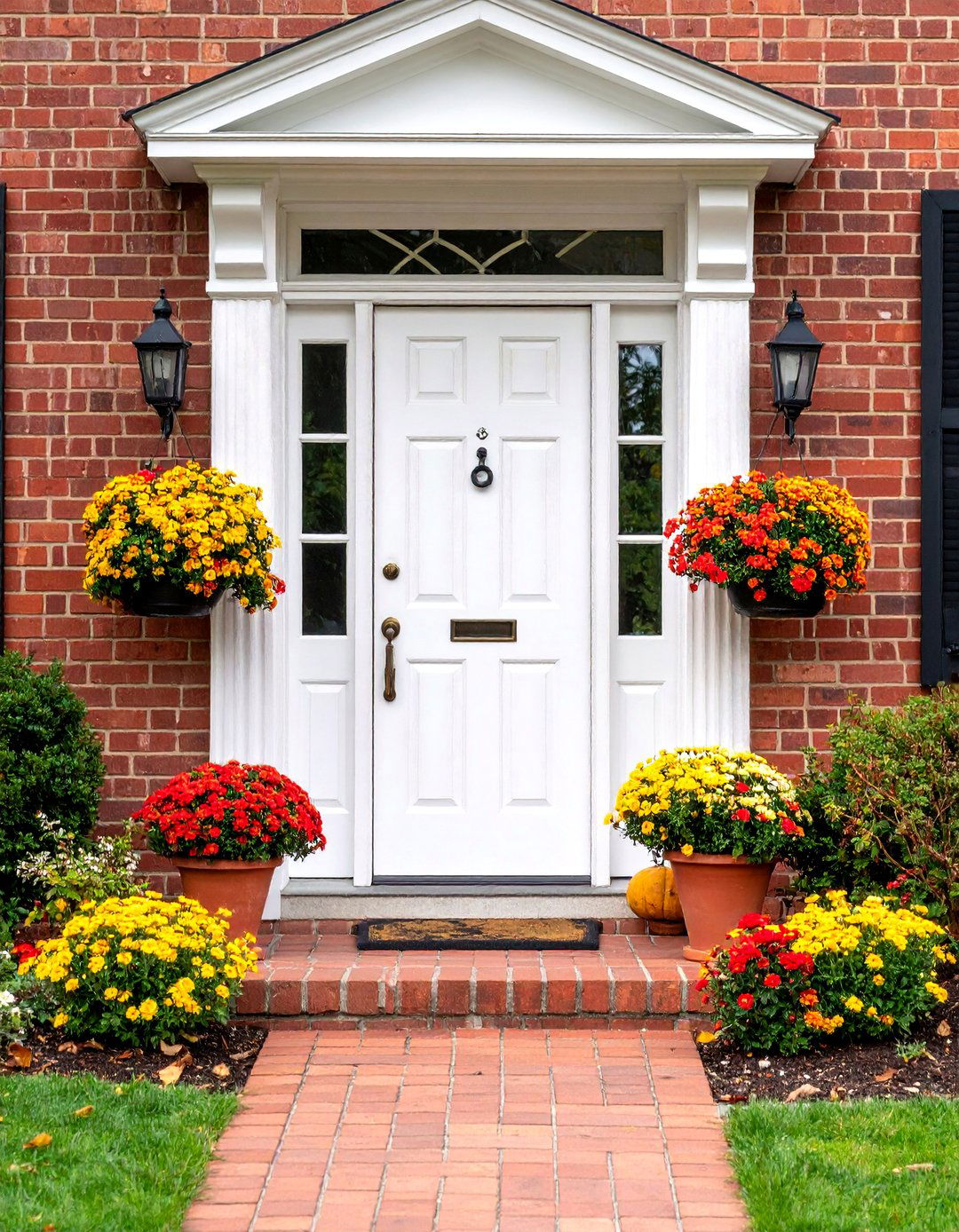 Classic Colonial White Front Door with Paneled Design - 25 White Front Door Ideas