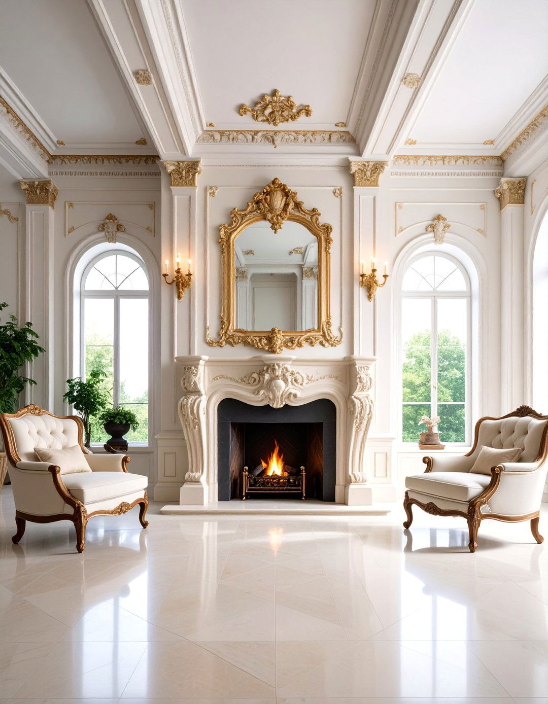 Classic European Fireplace with Ornamental Stonework and Period Details - 25 Traditional Fireplaces