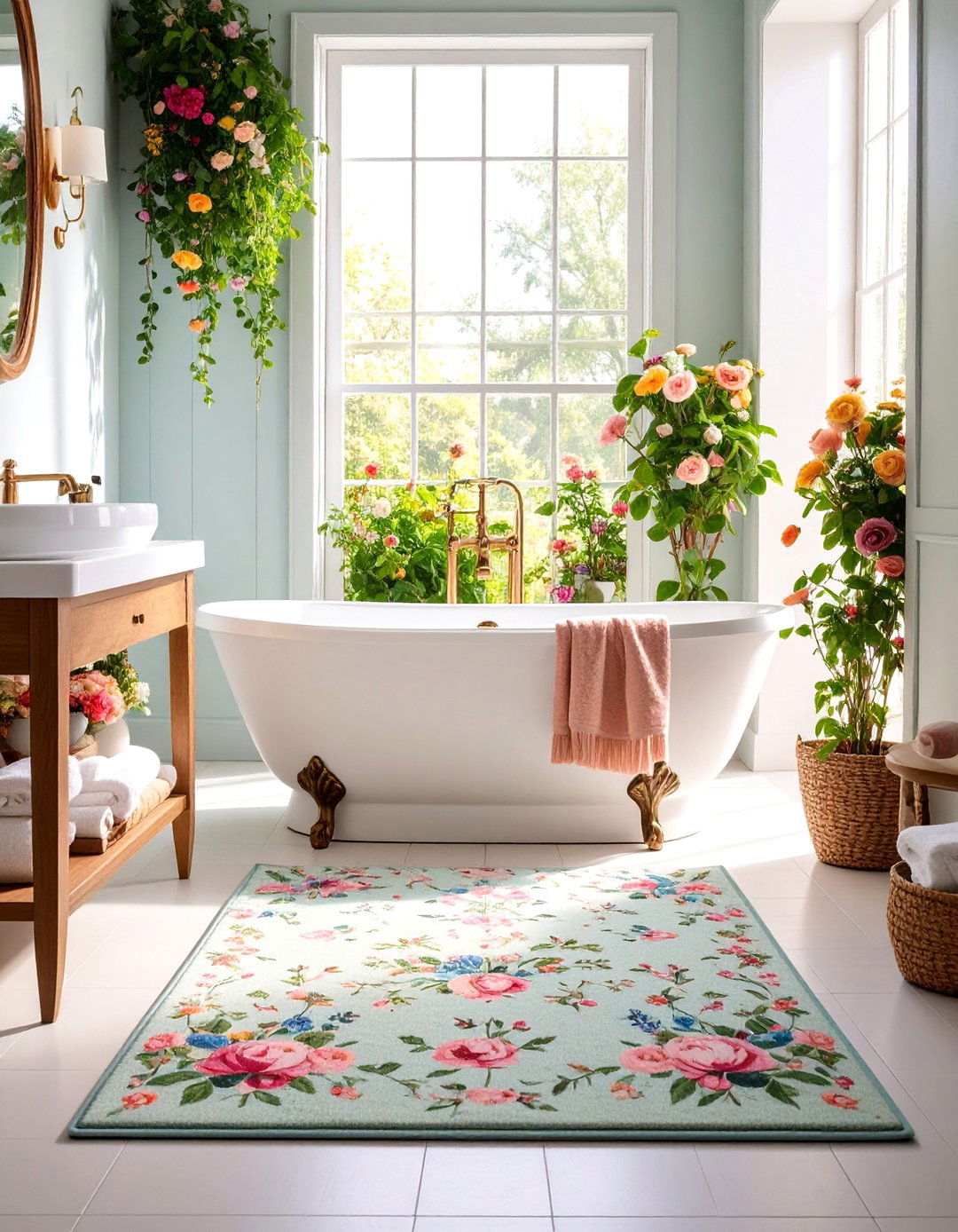 Classic Floral Chintz Bath Mat - 25 Bathroom Rug Ideas