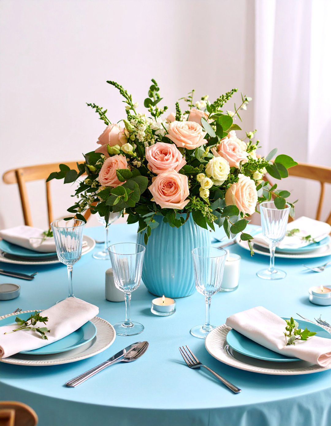 Classic Floral Round Table Centerpiece with Seasonal Blooms - 25 Round Table Decor Ideas