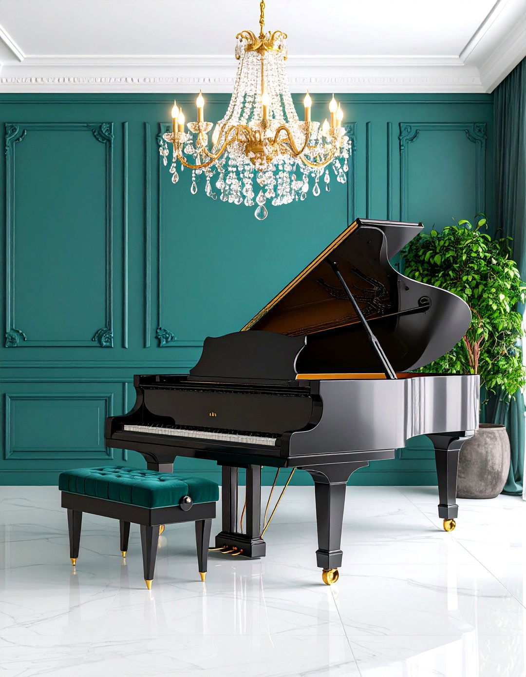 Classic Grand Piano Living Room with Traditional Elegance - 25 Piano Room Ideas