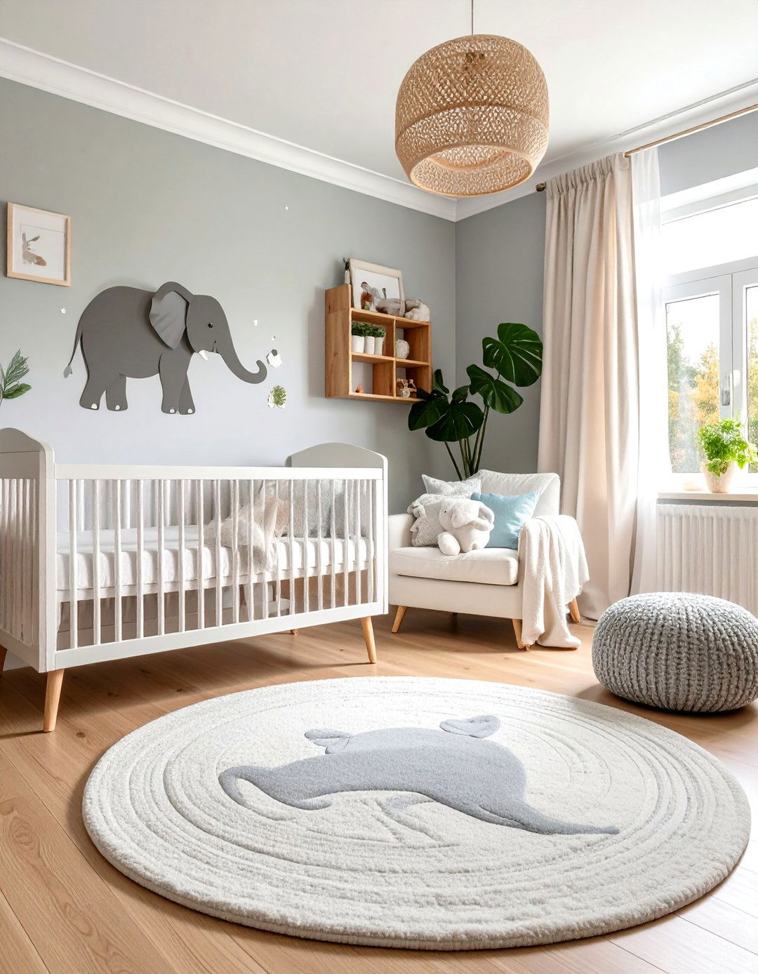 Classic Gray and White Safari Elephant Nursery - 25 Elephant Nursery Ideas