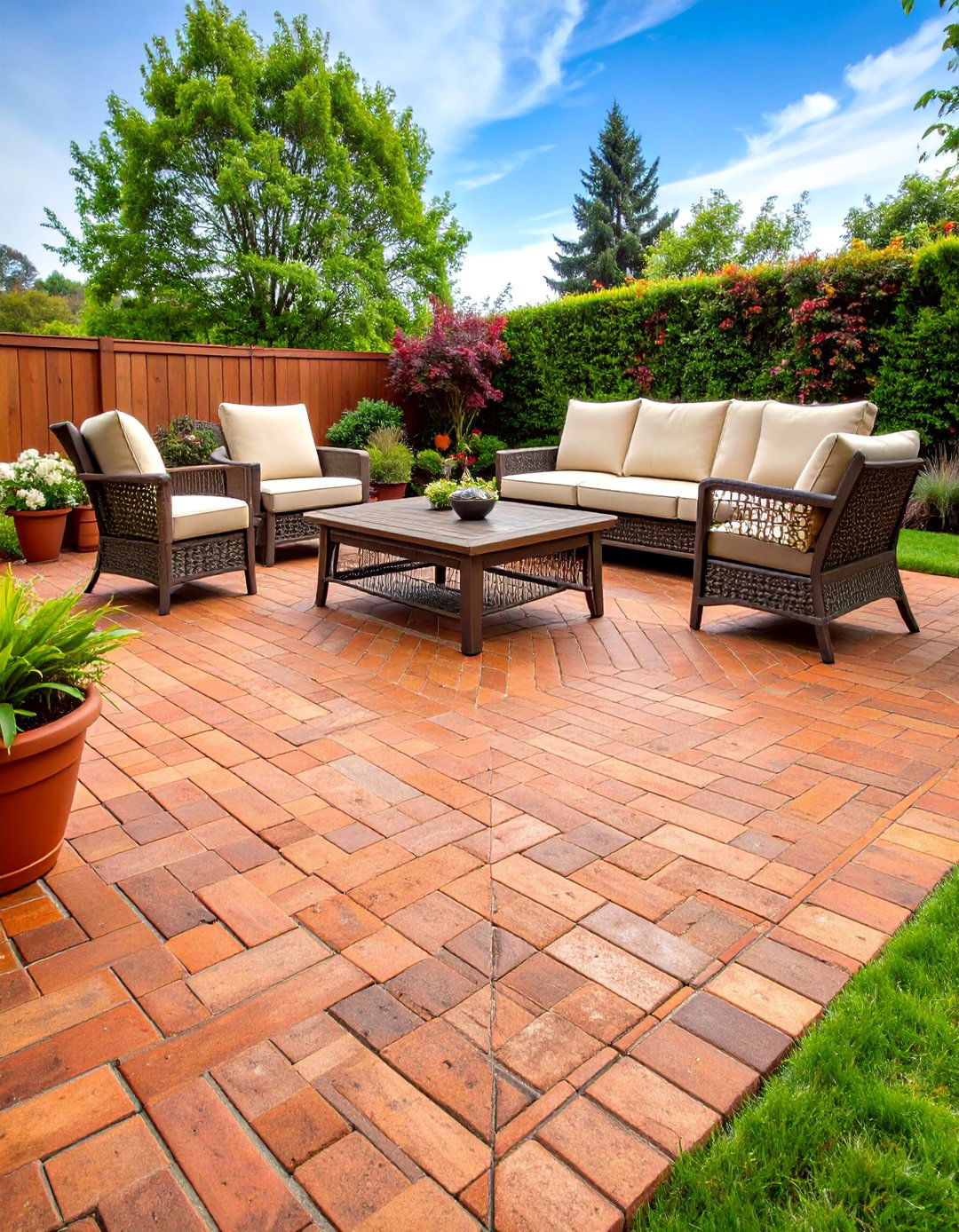 Classic Herringbone Brick Patio - 25 Brick Patio Ideas