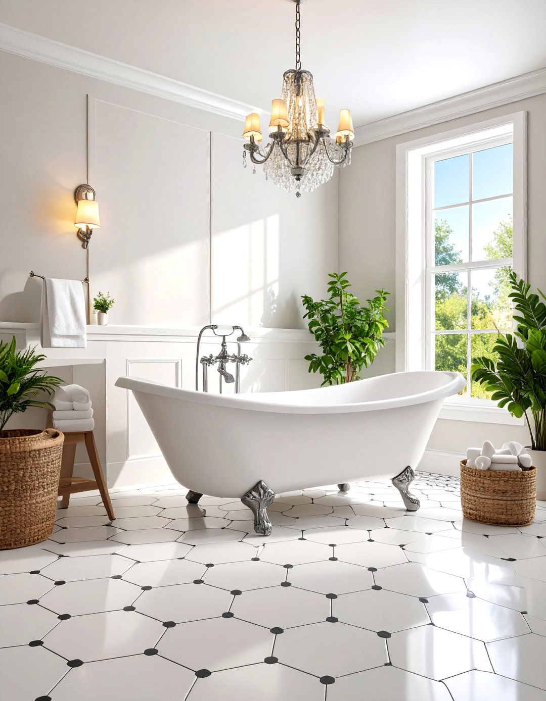 Classic Hexagon Bathroom Mosaic Floor Tile - 25 Bathroom Mosaic Floor Tile Ideas