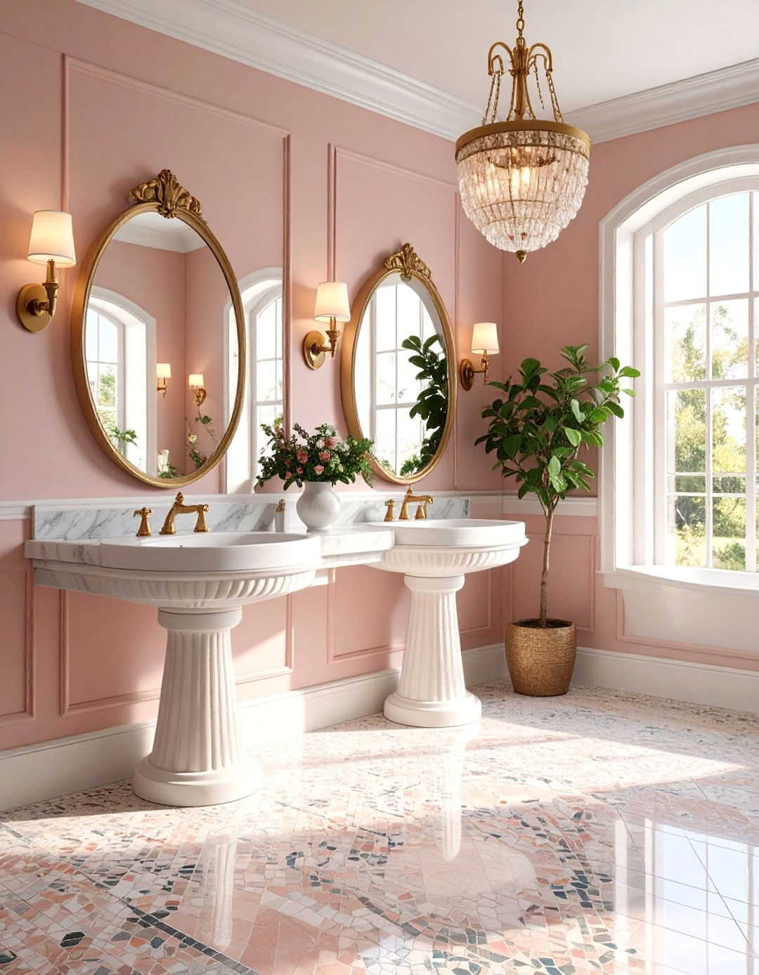Classic Pedestal Sink Bathroom with Marble Accents - 25 Traditional Bathroom Ideas