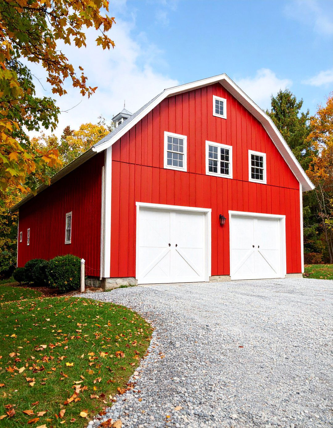 Classic Red Barn Garage with Gambrel Roof - 25 Rustic Garage Ideas
