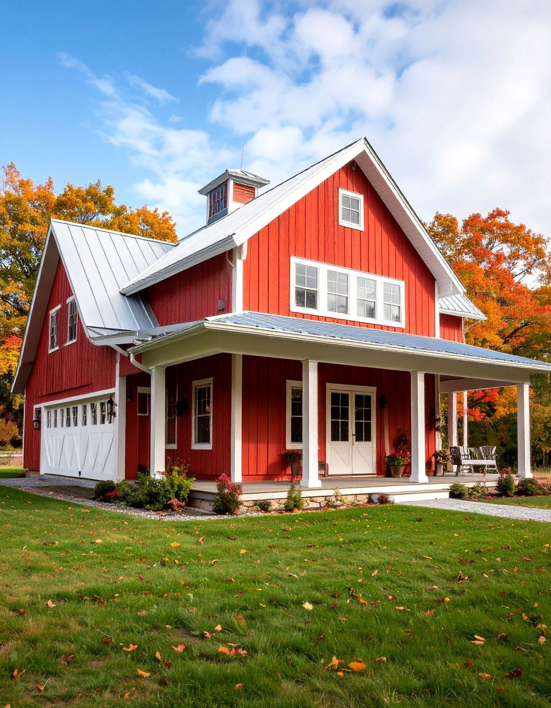Classic Red Barn with White Trim - 25 Barndominium Exterior Ideas