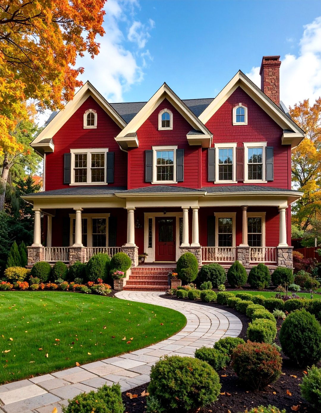 Classic Red Brick Complement - 25 Exterior House Colors & Inspiration
