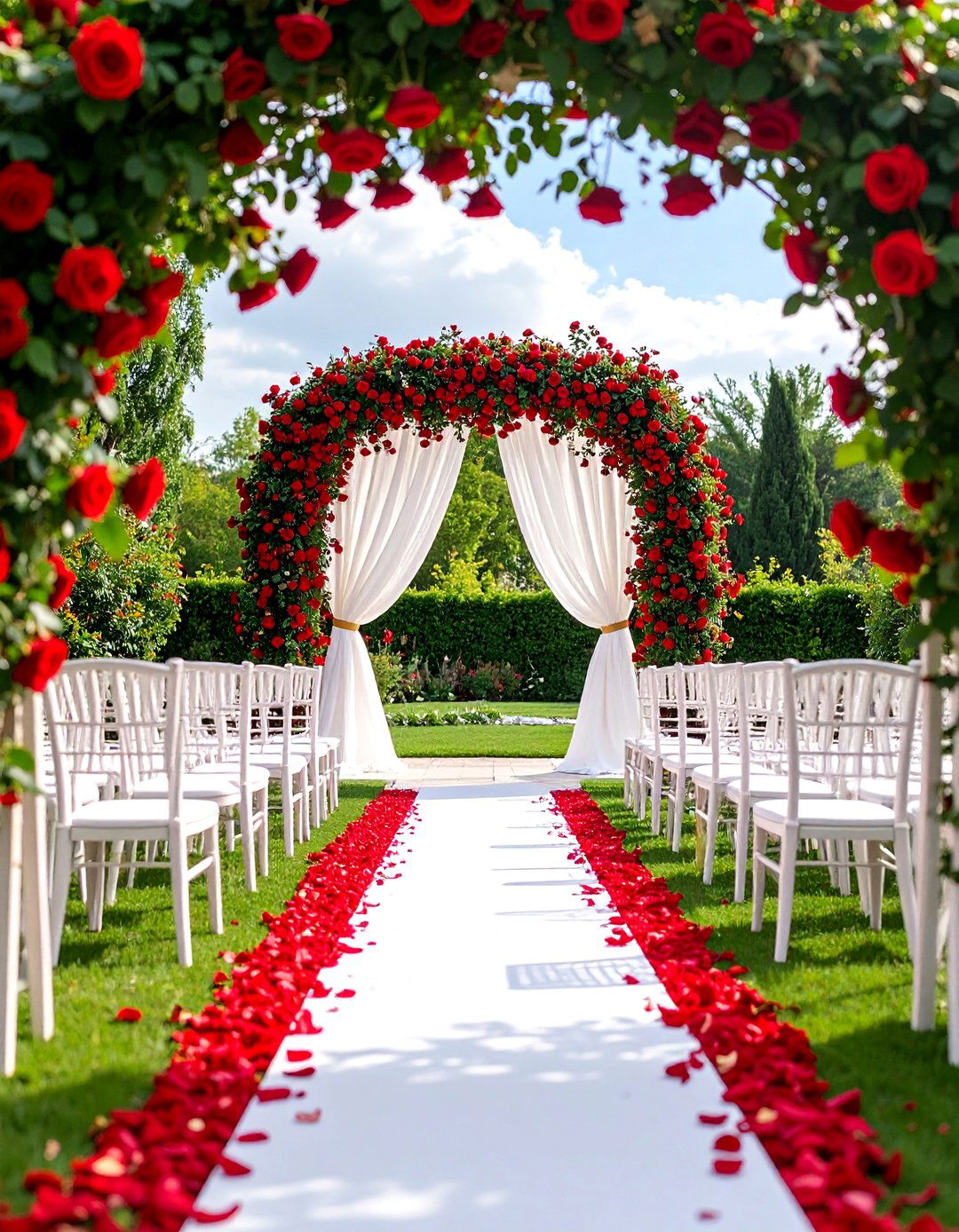 Classic Red Rose Garden Wedding - 25 Red Wedding Theme Ideas