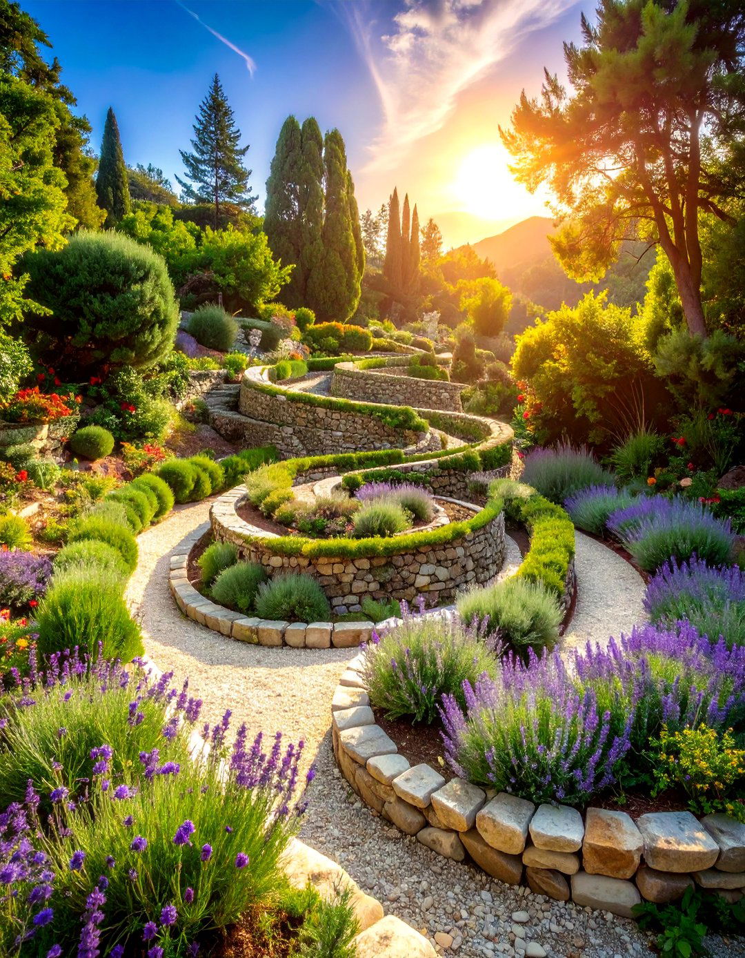 Classic Stone Herb Spiral with Mediterranean Plants - 25 Spiral Garden Design Ideas