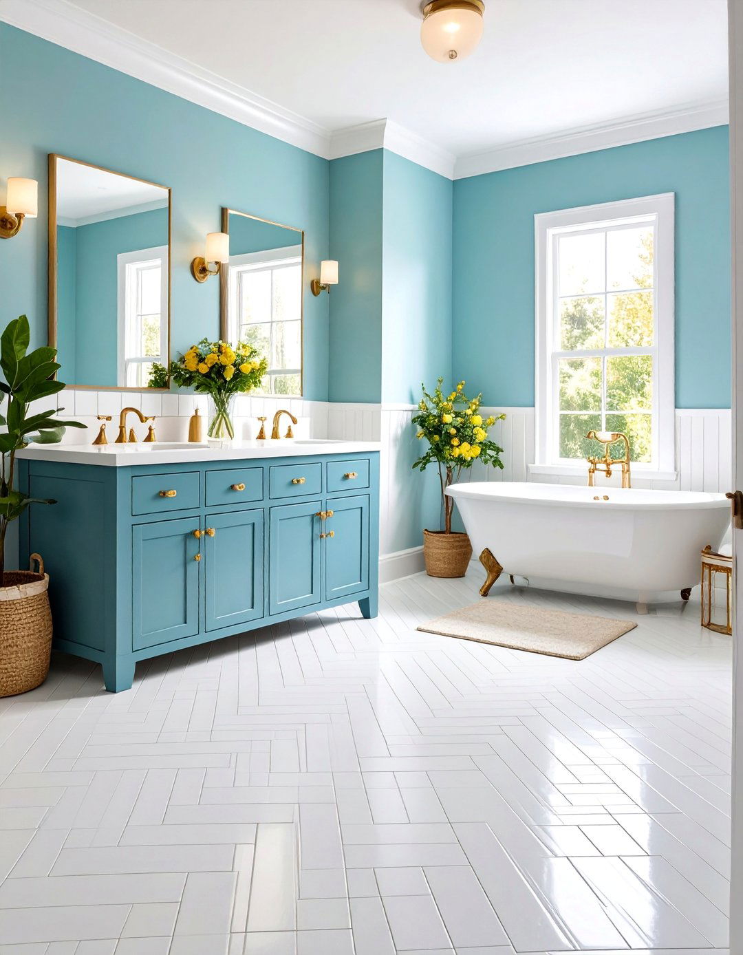 Classic Subway Tile Powder Room Floor Installation - 25 Powder Room Floor Tile Ideas