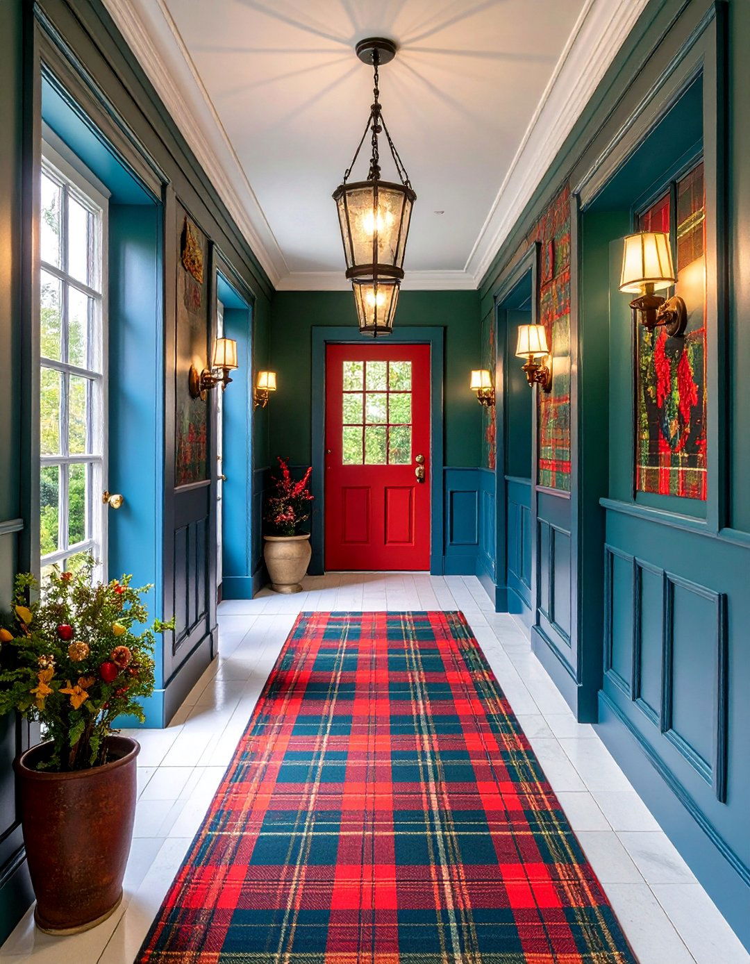 Classic Tartan Hallway Wallpaper with Scottish Plaid Heritage Patterns - 25 Hallway Wallpaper Ideas