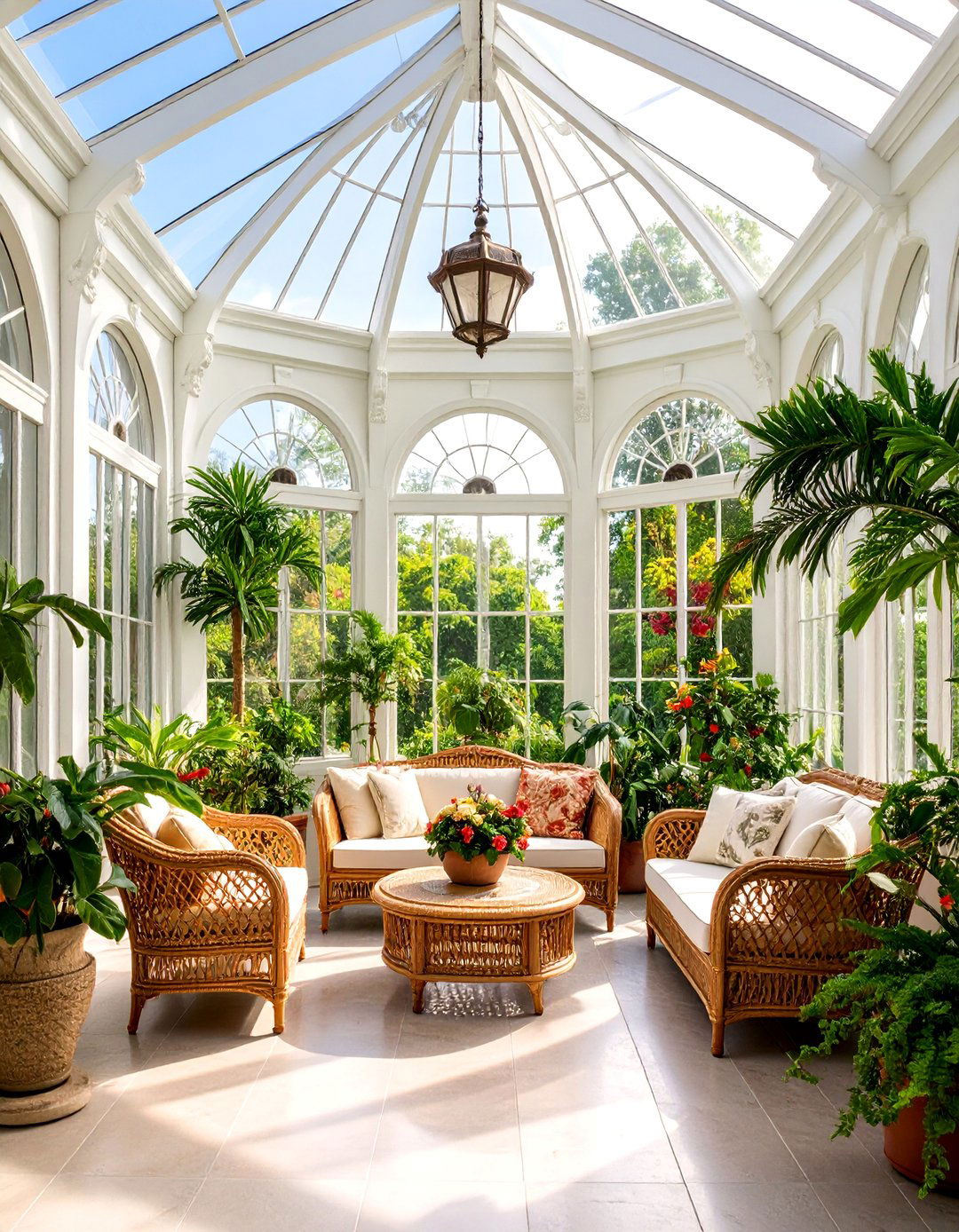 Classic Three Facet Victorian Conservatory with White Ironwork - 25 Victorian Sunroom Ideas