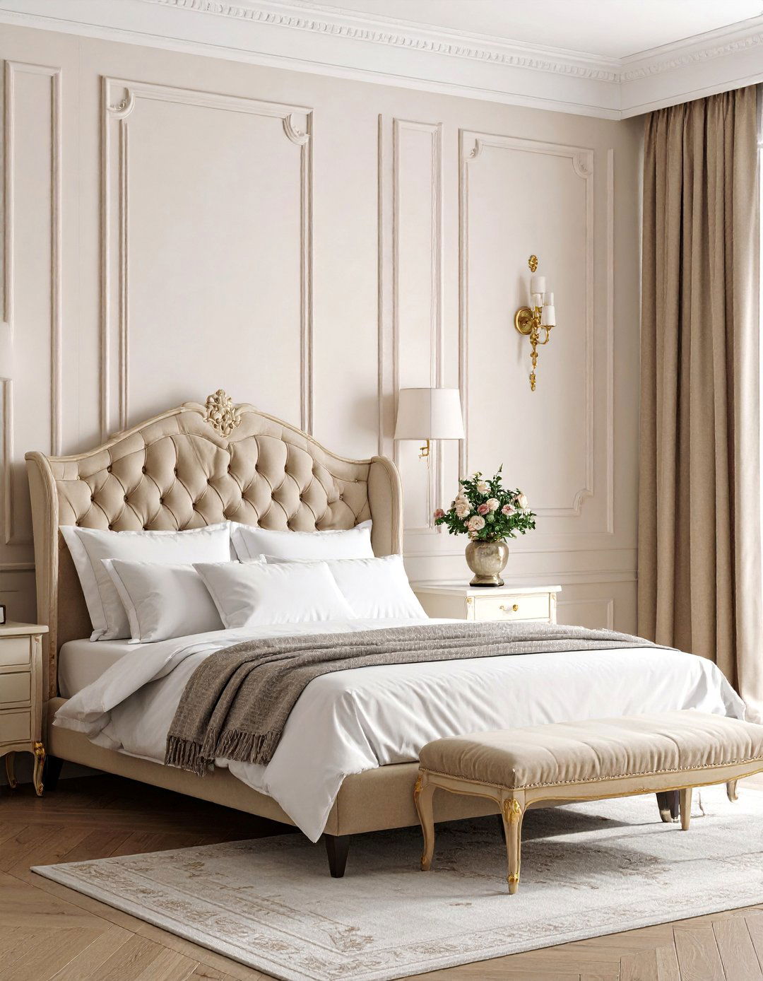 Classic Traditional Cream and Black Bedroom - 25 Cream and Black Bedroom Ideas
