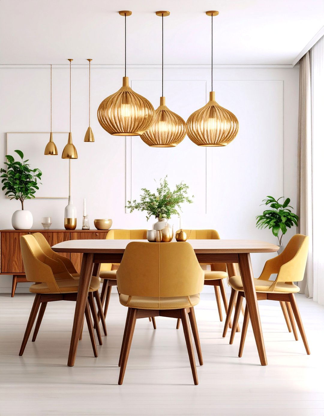 Classic Walnut Dining Room with Sputnik Chandelier - 25 Mid-century Modern Dining Rooms