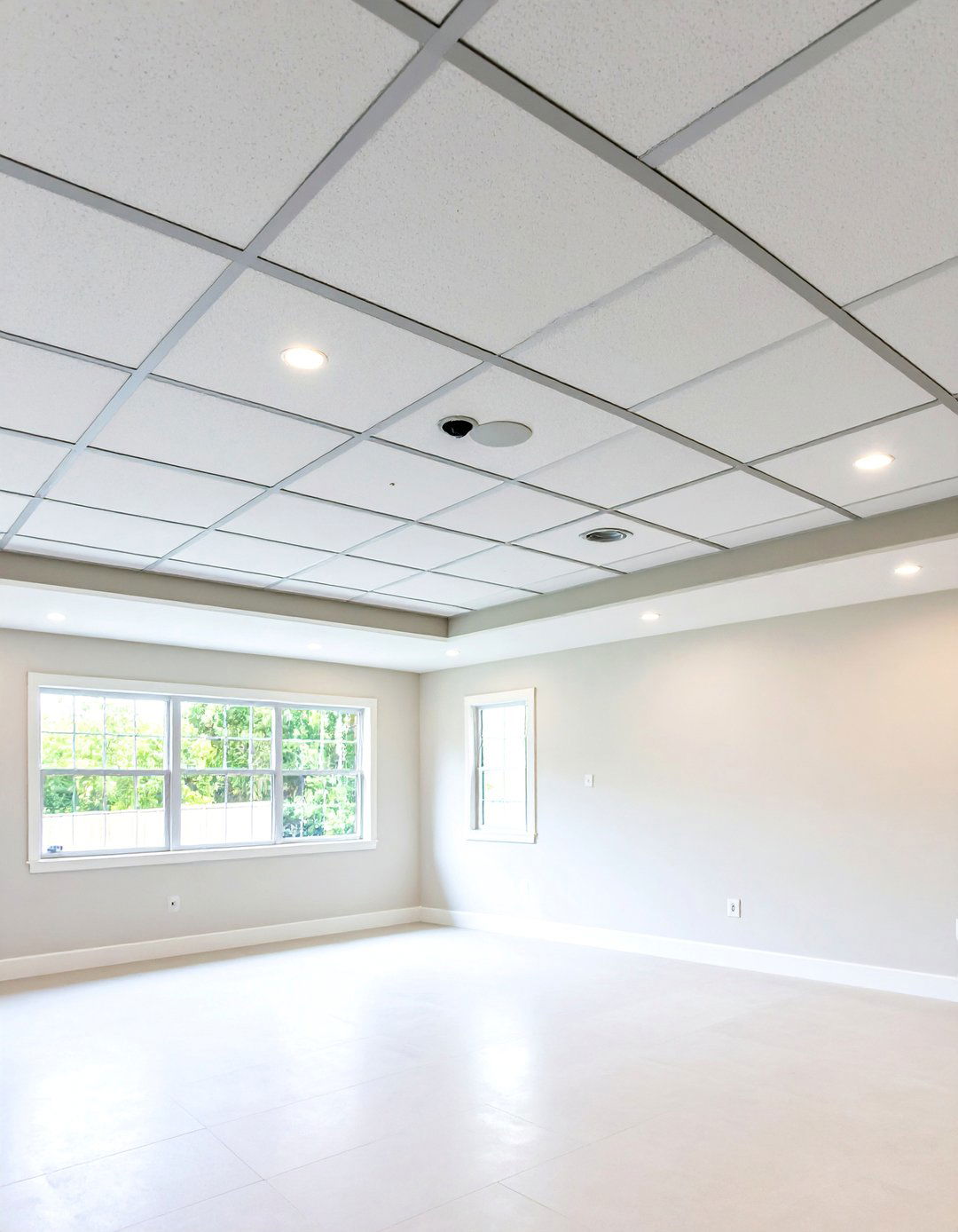 Classic White Acoustic Drop Ceiling Tiles - 25 Basement Drop Ceiling Ideas