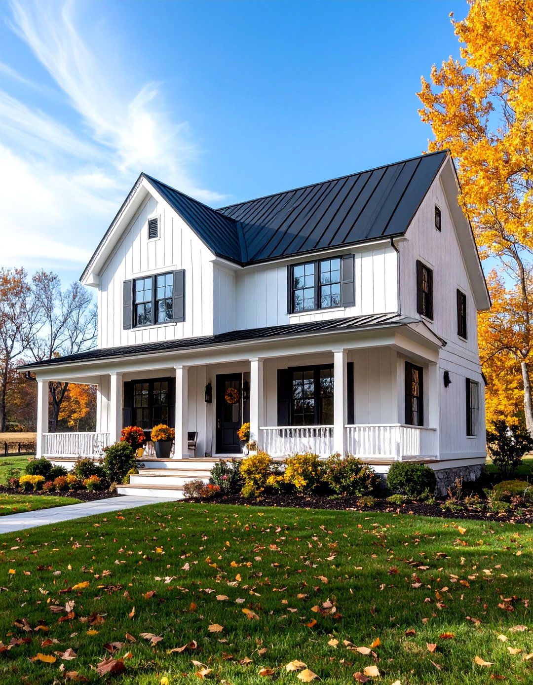 Classic White Board and Batten Farmhouse - 25 White Home Exterior Ideas