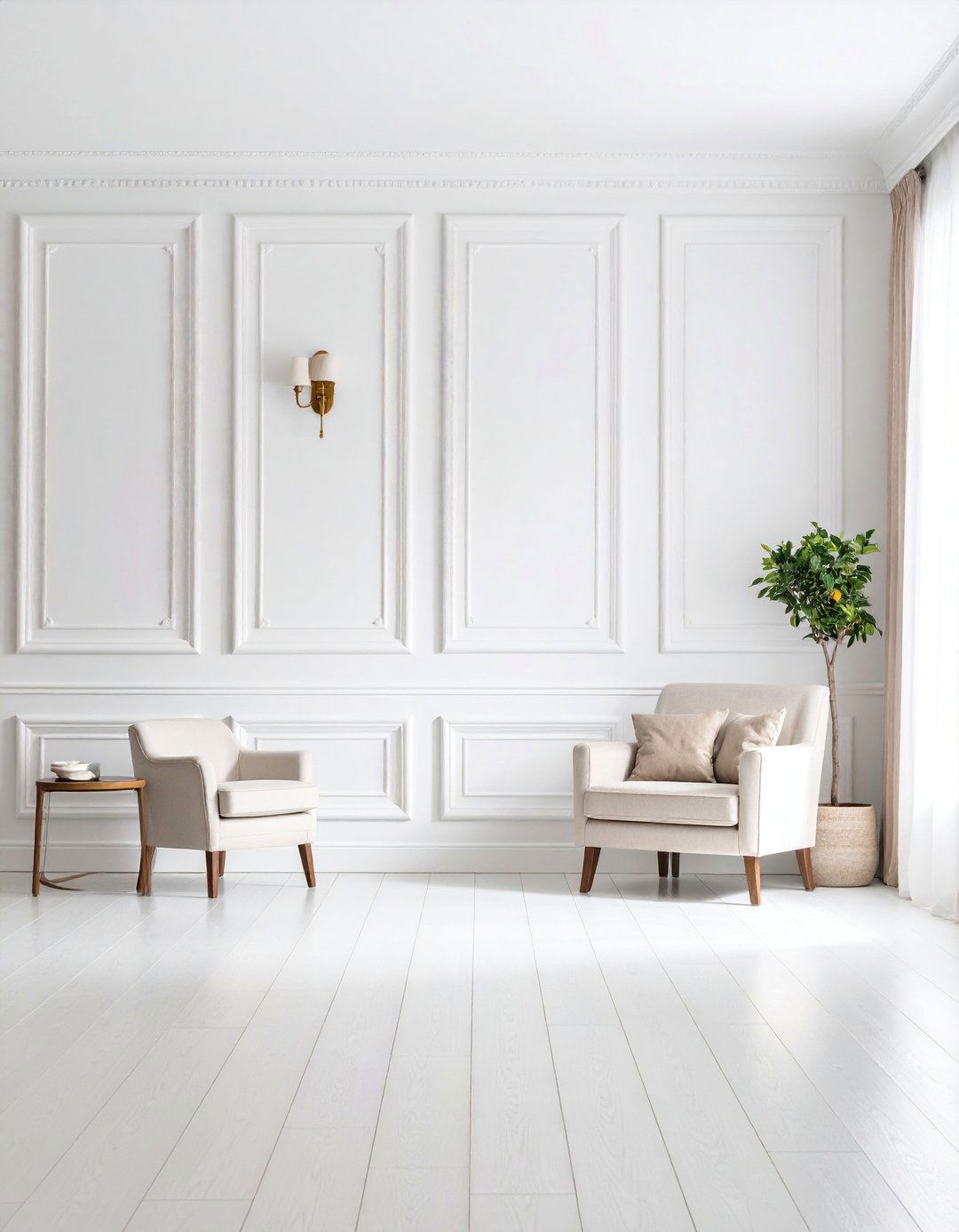 Classic White Board and Batten Wainscoting - 25 Living Room Wainscoting Ideas