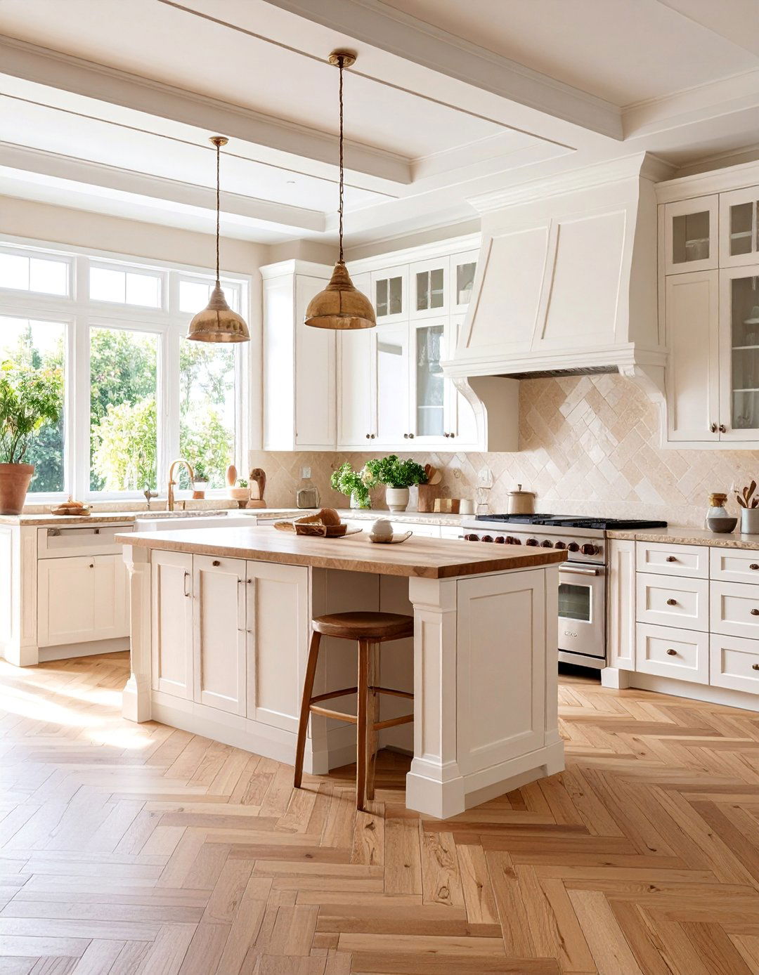 Classic White Cabinetry Travertine Floor Kitchen - 25 Travertine Floor Kitchen Ideas