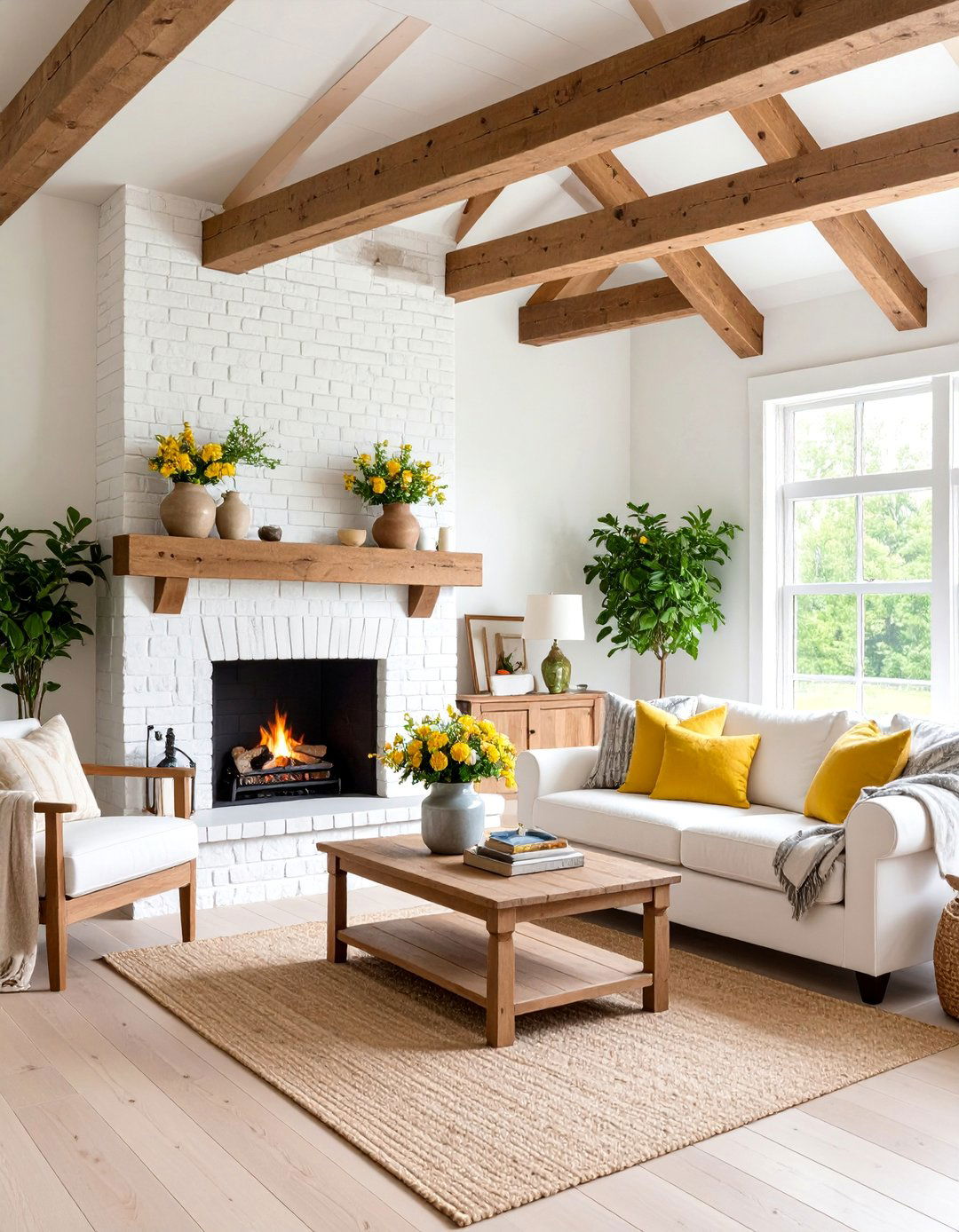 Classic White Farmhouse Painted Brick Fireplace - 25 Painted Brick Fireplace Ideas